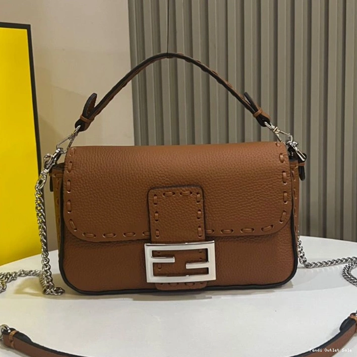 Cheap Baguette Brown Fendi Selleria Leather Mini Cuoio In Bag Romano 0813